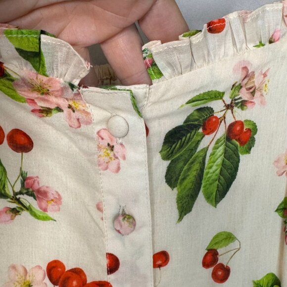 JESSAKAE Orchard Cherry Blossom Cream Short Puff Sleeve Midi Dress Plus XXL - Picture 5 of 16